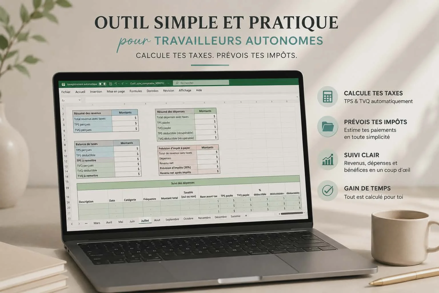 Dashboard Excel pour travailleurs autonomes